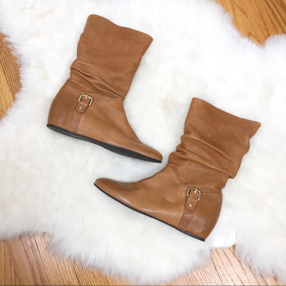 Stuart Weitzman Rugerio Leather Wedge Slouch Boots